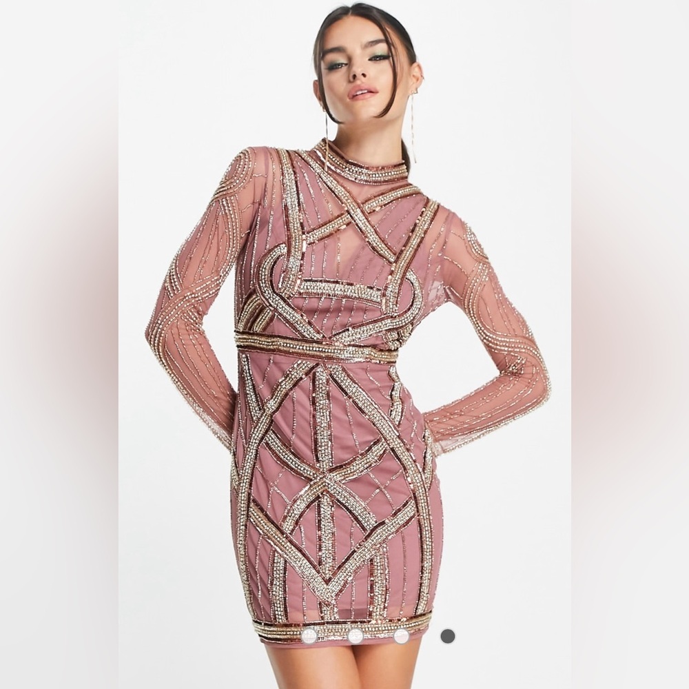 ASOS Pink and Gold Geometric Dress